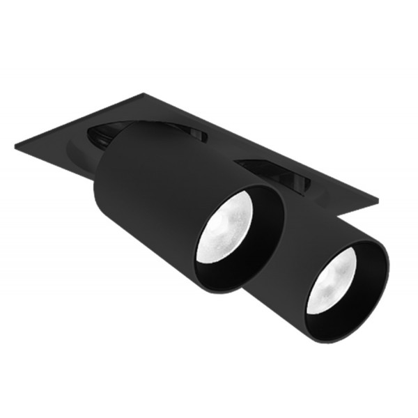 Foco Downlight LED COB Orientable Cuadrado Negro 185x100mm 24w ALFA